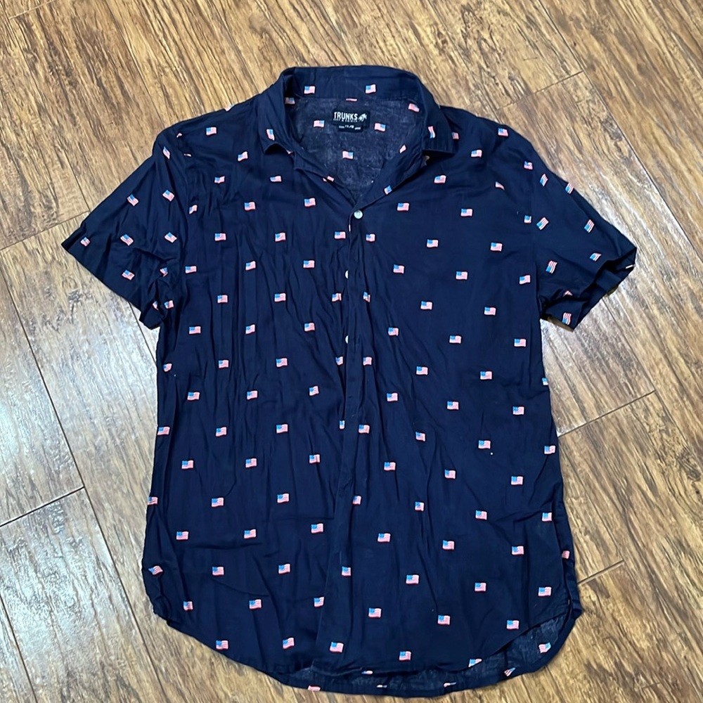 Trunks Surf & Swim Co American Flag button up shirt